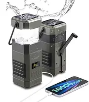 [10000mAh Waterproof] Raddy SL10 Emergency Radio, Hand Crank Solar Camping Lantern, IPX6 Wireless BT Speaker, AM FM NOAA, Flashlight, SOS Alarm for Power Outage Camping