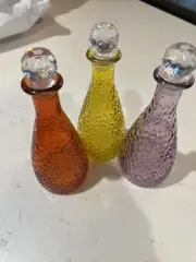 3 Pebble Decanters [7 Inch Glass Decanter Bottles with Stoppers] Potion/medicine