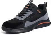 [ZHENSI] Safety Trainers Men Comfortable Steel Toe Cap Trainers Work Safety Shoes Flat Lightweight Non-Slip Industrial Shoes
