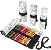 Slots Colored Pencil Wrap Roll up Pen Holder Case Drawing Coloring Pencil Roll