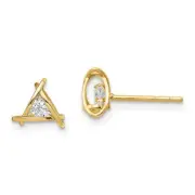 Madi K Kid's Earrings 14k Yellow Gold White CZ Weaved Triangle Post