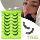 7 pairs Glue Free 3D Natural False Lashes Cross Wispy Eyelashes Men
