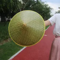 在飛比找蝦皮購物優惠-防雨帽帽子加大草帽竹編竹子旅遊號帽勞保大沿直筒斗笠遮陽農民男