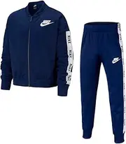 [Nike] Girls' G NSW TRK SUIT TRICOT Tracksuit, Blue Void/White/Blue Void/(White)