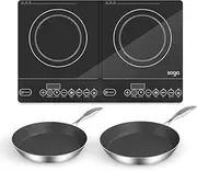 SOGA Dual Burners Cooktop Stove, 20cm and 26cm Induction Frying Pan Skillet