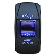 Power Outlet 12V24V Dual USB 6 Car Charger Socket Carling ARB Switch LED blue