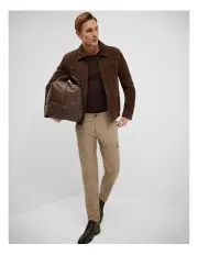 [Politix] Suede Leather Jacket in Chocolate