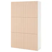 BESTÅ storage combination with doors, white/Björköviken birch veneer, 120x42x193 cm