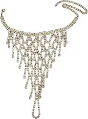 [Generic] Wedding Full Rhinestone Hand Back Chain Sparkly Crystal Finger Bracelet with Ring Hareness Hand Chain Link with Ring Bracelet Accessories Party for Women Girls