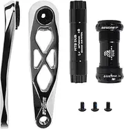 BUCKLOS MTB Mountain Bike Crank Arm Set with Bottom Bracket -170MM Aluminum Alloy Hollowtech Direct Mount Single Speed Cranksets for BMX DH AM XC （Black/Titanium/Silver）