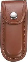 uxcell Leather Knife Sheath 4.8" Leather Pocket Knife Sheath with Hole for Belt Folding Knife Camping Hunting Outdoors, Brown