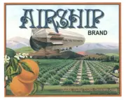 Fruit Crate Label Repro Airship Brand Citrus Zeppelin Balloon Grove View CA
