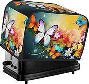Colorful with butterfly Toaster Cover 2 Slice Bread Machine Covers Waterproof Universal Size Kitchen Small Appliance Cover with Hang Loop, Dust and Fingerprint Protection