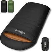 QEZER XXL Down Sleeping Bag 3-4 Seasons Extra Large Sleeping Bag 230 cm x 100 cm, Lightweight and Warm Down Sleeping Bag Suitable for Adults Outdoor Camping, Hiking and Backpacking (Black)