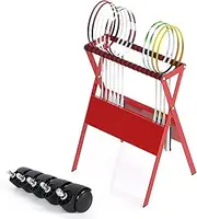 Heavy Duty Badminton Racket Holder Red, Adult Tennis Racquet Storage Rack Cart with Wheels, for Indoor Outdoor Sports Gym, Beach Game and Backyard Patio,100x51x64cm