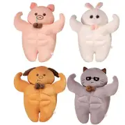 Cute Animal Plushies Kids Muscle Stuffed Throw Pillow Soft Plush Toy