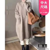 在飛比找博客來優惠-【Jilli~ko】慵懶風寬鬆高領長款毛衣外套中大尺碼 J1