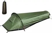 illuevagrun Ultralight 0.78 kg 1 Man Camping Tent Mini Pack Lightweight Army Green 220 x (50/90/50) x 50 cm for Hiking Mountaineering Backpacking Outdoor Camping Climbing and Travel Waterproof