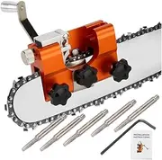 Hand Cranked Chainsaw Sharpener, Portable Chainsaw Sharpening Jig, Chainsaw Chain Sharpener with 5 Grinding Bits for 14”-20” Chainsaws, Chain Saw Blade Sharpener