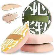 4 Pcs Korean Makeup Sponge for Foundation, Concealer and Powder - Teardrop Setting Puff, Cushion Blender for Liquid, Cream (Large Size)