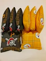 8 Cornhole Bag Set Corn Hole Pittsburgh Pirates and Steelers YW