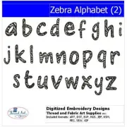 Embroidery Design Set -Zebra Alphabet(2) - 26 Designs - 9 Formats - USB Stick