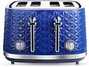 Stainless Steel Toaster with Composite Double Groove Control, 4 Slice Extra Wide Slot Toaster Best Rated Prime for Bread Toaster