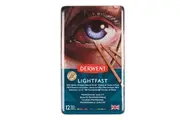 12PK Derwent Lightfast Drawing Colouring Oil-Based Art Coloured Pencil w Tin
