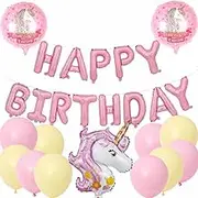 Unicorn Happy Birthday Party Decorations for Girl Pink Unicorn Party Theme Balloon Set, Large Rainbow Unicorn Helium Balloons (Pink Unicorn)