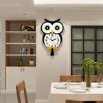 貓頭鷹卡通掛鐘客廳個性創意可愛臥室裝飾兒童房掛牆時鐘家用鐘錶