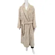 Natori Womens Robe 3X Plus Size Beige Long Sleeves Belted with Pockets NWT
