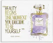 [Stupell Industries] Beauty Begins Designer Quote Purple Glam Perfume Bottle, Design by Amanda Greenwood, 20 x 16