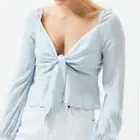L.A. Hearts Women's Light Blue Long Sleeve Ruffled Tie Front Top Size Medium New