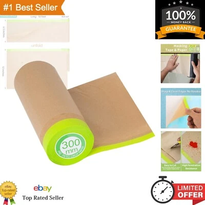 Dual Function 12" x 50ft Pre-Taped Masking Paper & Tape - Perfect for Surfaces