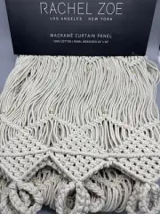 Rachel Zoe Macrame (1) Curtain Panel 44x96 Natural Golden Beads Boho Bohemian