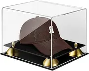 Taiyin Clear Hat Display Case for Baseball Acrylic Autograph Hat Cap Helmet Holder Stand with Gold Riser Memorabilia Box for Football Sports