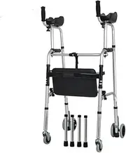 Two Wheel Walkers for Seniors with Aid Toilet Shower Chair Rolling Walker Rehabilitation Standing Frame Lightweight Folding Design