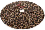 Leopard Animal Pattern Tree Skirt Double Layers Thick Xmas Tree Mat Holiday Part