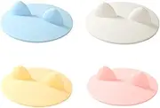 4Pack Cute Cat Ear Cup Lid Cover, JCSMARTEC Silicone Creative Anti-Dust Rubber Airtight Seal Suction Cap for Drink Glass Coffee Mug Can