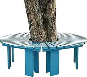 Outdoor Wooden Curved Tree Bench, Backless Seating Weatherproof Patio Garden Slatted Benches, Semi-Circular Courtyard Bench for Porch, Backyard, Heavy Duty Plant Holder(Half Round)