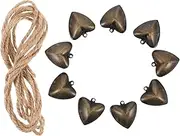SEWACC 1 Set Heart Shaped Metal Wind Chimes Vintage Mini Bells with Natural Rope Unique Distressed Finish for Home and Party Decorations Rustic Hanging Decor