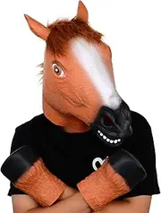 Voyiparty Halloween Latex Horse Head Mask Costume Animal Unicorn Mask for Adults