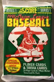 1991 Score Baseball Pack Todd Stottlemyre Blue Jays (Top) Mike Heath Tigers Back