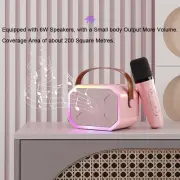 Mini Karaoke Machine for Kids, Portable, Bluetooth Microphone, Pink