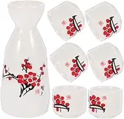 Vaguelly 1 Set Elaborate Storage Containers Japanese Style Sake Pot with Liqueur Cups for Home Restaurants and Tea Houses Practical Design for Easy Use