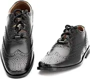 [Thistle Shoes] Leather Ghillie Brogue Kilt Shoes Traditional Scottish Piper and Highland Outfit Wedding Shoes Featuring Extra Long Laces & Leather Tassels - Sizes 7-15 Style - Square Toe Fashion Color - Black