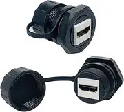 PENGLIN 2PCS HDMI Waterproof Connector,HDMI Pass Through Connector Female to Female,4K HDMI Panel-Mount Coupler Extender Socket with Waterproof Dust Cap