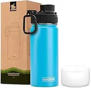 470ML Insulated Water Bottle, Stainless Steel Double Wall Vacuum Sports Water Bottle Wide Mouth Flask with Leakproof Straw Lid for Kids (16oz Sky Blue)