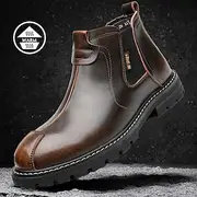 Men's Boots Chelsea Boots Bootie Lug Sole Comfort Shoes Fleece lined Walking Vintage Casual Outdoor Daily PU Warm Height Increasing Comfortable Booties / Ankle
