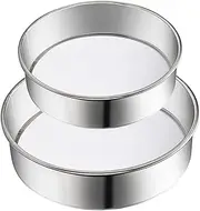 2 Pack Flour Sifter,Stainless Steel Fine Mesh Strainers Flour Sieve,60 Mesh Round Sifter for Baking Cake Bread (6-Inch and 8-Inch)
